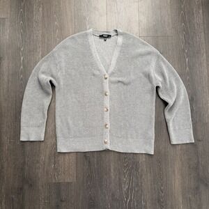 Hudson Los Angeles Gray Ribbed Cardigan Sz XXL Fisherman Preppy Academia Grandpa